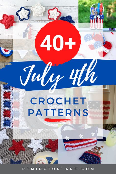 Celebrate Independence Day with these red, white, and blue crochet patterns. Find your favorite and start a new WIP today! Patriotic Crochet Patterns, Fourth Of July Crochet, Red White And Blue Crochet, 4th Of July Crochet, White And Blue Crochet, Crochet Bunting Pattern, Patriotic Crochet, Patriotic Crafts Diy, American Flag Blanket