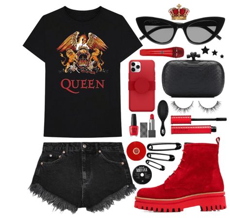 Queen Concert Outfit | ShopLook #concert #style #shirt #rock #trend #fashion #set #outfit #shopstyle #polyvore Queen Band Concert Outfits, Queen Concert Outfit, Purple Top Outfit, Queen Concert, Coachella Inspired Outfits, Cute Concert Outfits, Concert Outfit Rock, Concert Style, Concert Attire