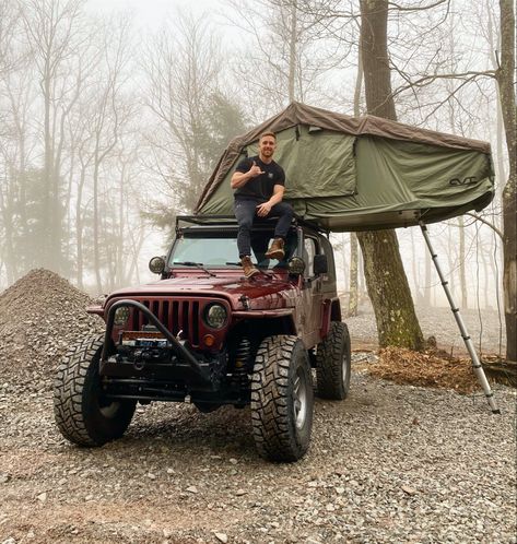 Camping in a CVT Roof top tent and having a great time! Located in Western Maryland! 2002 Jeep TJ Wrangler Western Maryland, Tj Wrangler, Camping Inspiration, Jeep Tj, Its A Mans World, Wrangler Tj, Roof Top Tent, Roof Top, Adventure Camping