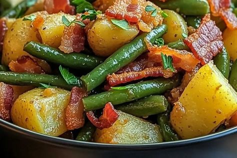 Ranch Green Beans And Potatoes, Country Ranch Green Beans And Potatoes With Bacon, Country Ranch Green Beans And Potatoes, Green Beans Red Potatoes, Country Green Beans, Ranch Green Beans, Potatoes With Bacon, Beans And Potatoes, Ranch Potatoes