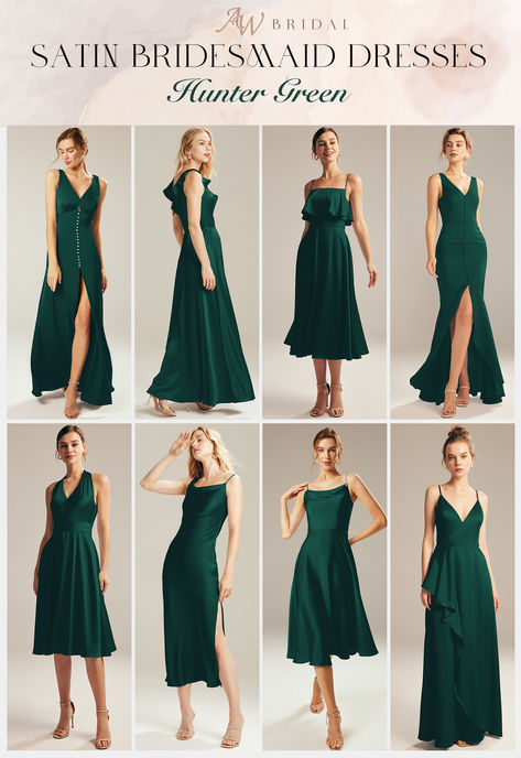 Lotr Bridesmaid Dresses, Emerald Green Satin Bridesmaid Dresses, Pine Green Dress, Bottle Green Dress, Hunter Green Bridesmaid Dresses, Hunter Green Bridesmaid, Hunter Green Bridesmaid Dress, Green Spring Wedding, Bridesmaids Gown