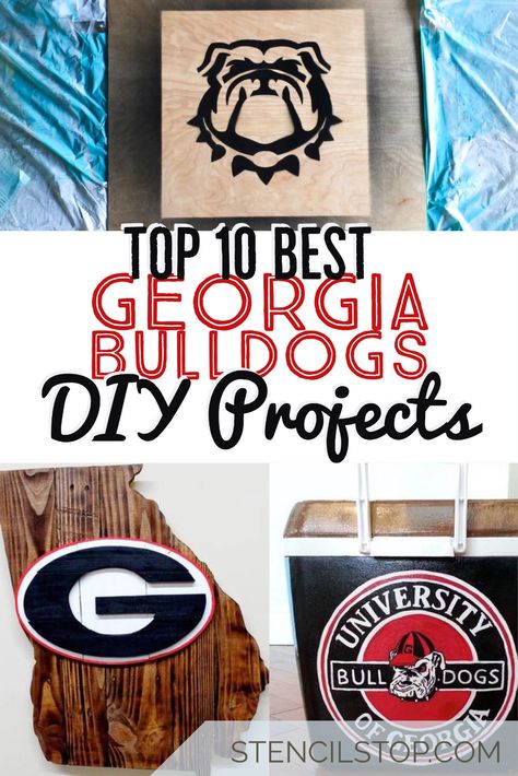 Top 10 University of Georgia Bulldogs DIY Projects – Stencil Stop The real link Georgia Bulldog Room, Georgia Bulldogs Decor, Georgia Bulldog Wreath, Georgia Bulldog Mascot, Bulldogs Logo, Bulldog Decor, Abby Wambach, Uga Bulldogs, Ga Bulldogs