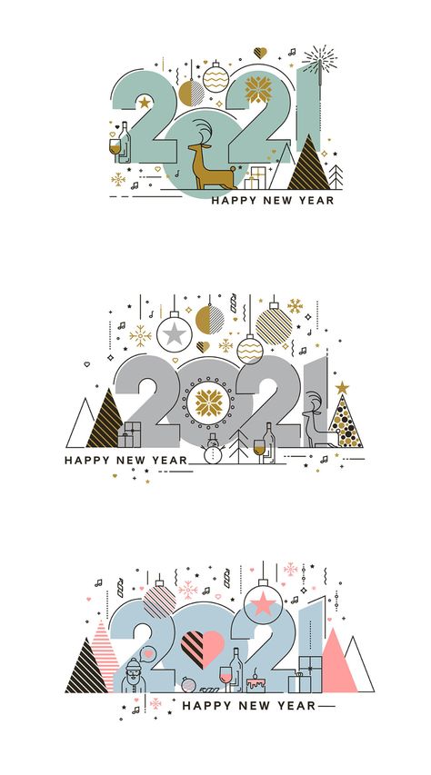 New Year Card Design, Line Concept, 달력 디자인, New Year Illustration, New Year Art, Graphic Design Books, Happy New Year Cards, Merry Christmas Card Greetings, New Years Poster