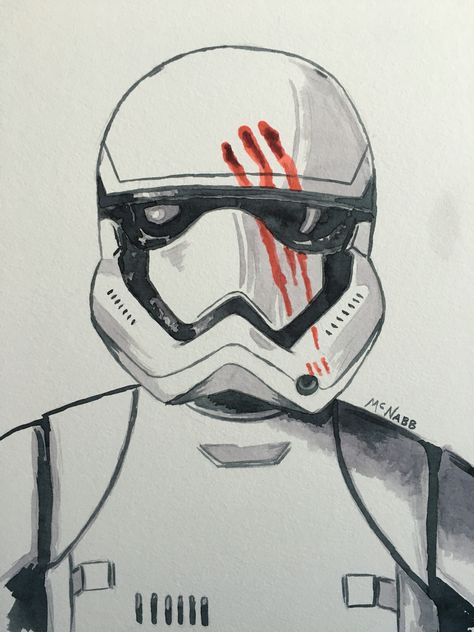 Finn as Storm Trooper.  In watercolor.  Drawing.  Painting.  Star Wars illustration. By McNabb Drawing Ideas Star Wars, Star Wars Drawings Pencil, Storm Trooper Drawing, Star Wars Drawings Sketch, Star Wars Art Drawings Sketch, Star Wars Art Drawings Easy, Star Wars Drawings Easy, Painting Star Wars, Childhood Films