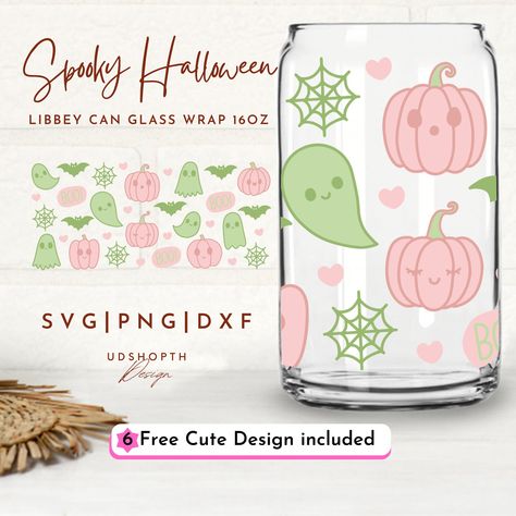 Spooky Halloween Svg, 16oz Libbey Glass Can Svg, Halloween Glass Can Svg, Cute Halloween Svg, Cute Ghosts Beer Can Glass, Fall Glass Can Svg by UDshopTHDesign on Etsy Cute Halloween Svg, Glass Can Svg, Spooky Halloween Designs, Cupping At Home, Cute Ghosts, Libbey Glass Can, Halloween Designs, Ghost Pumpkin, Silhouette Free