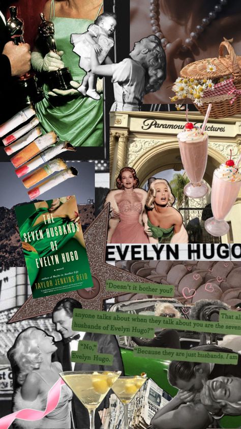 Old Hollywood, Hollywood, Celia, Evelyn, fame, newspaper, milkshakes, picnic, motherhood, life story Creepy Old Man, Hugo Book, Seven Husbands Of Evelyn Hugo, Taylor Jenkins Reid, Evelyn Hugo, Maybe In Another Life, In Another Life, Aesthetic Collage, Book Of Life