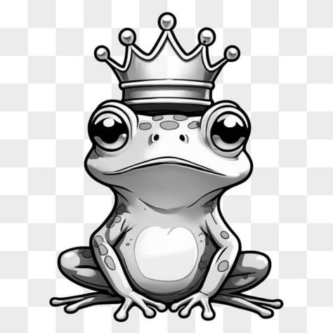 Cartoon Frog with Crown Sketches Frog Coloring, Frog Sketch, Crown Drawing, Frog Coloring Pages, Cartoon Frog, King Tattoos, Children's Illustration, A Frog, Illustration Sketches