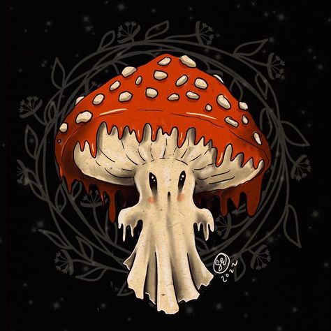 Halloween Mushrooms, Mushroom Creature, Ghost Flowers, Haunted Garden, Art Markers Drawing, Phone Background Wallpaper, Fall Drawings, Mushroom Paint, Halloween Wallpaper Backgrounds