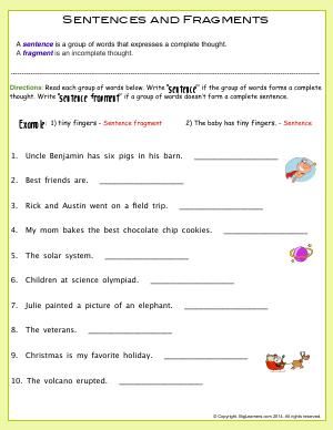 Worksheet | Statements and Fragments | Practice Identifying complete sentences and sentence fragments. Second Grade English, Simple Subject And Predicate, Reading Intervention Classroom, Sentence Correction Worksheets, Simple Sentences Worksheet, Teaching Sentences, Simple And Compound Sentences, Complex Sentences Worksheets, Writing Sentences Worksheets