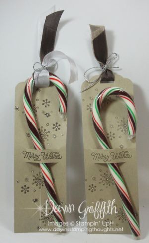 Hi Stampers, Happy Tuesday friends !  Today we will be making this adorable candy cane holder .  Crumb Cake card stock  is cut at  2' x 6 1/4' We will be using a couple different stamp sets  Oh What Fun # 140386 Perpetual Birthday calendar # 137167 These are so quick and easy to make,  Just in time for those you want to give a little something to  for Christmas. As you can tell from the photo there is something  a little different between the two holders .. can you spot it? I  tied the candy ... Candy Cane Holder, Dawns Stamping Thoughts, Christmas Treats Holders, Christmas Candy Canes, Xmas Tags, Treat Holders, Christmas Favors, Christmas Paper Crafts, Treat Holder