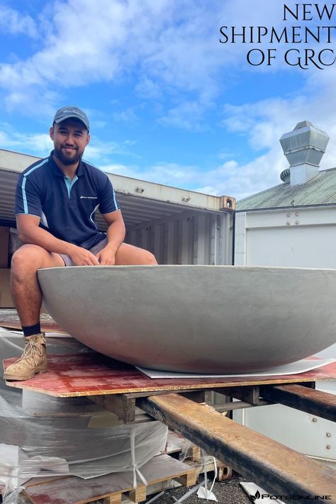 The team is busy unloading a shipment of GRC Pots and Planters that arrived yesterday. Always a great sight to see stock replenished ready for customers! All GRC Pots and Planters are of Commercial Grade, making them a popular choice for Developers, Builders, as well as Landscape Architects for the Commercial Building and Landscape Industry. #potsonline #wholesalepots #grc #pots #sydney #landscaping #landscapedesign #bigpots #planters #interiordesign #garden #gardenpots #gardendesign Large Bowl Planters, Patio Planter Boxes, Outdoor Wall Fountains, Commercial Planters, Trough Planters, Pots And Planters, Patio Planters, Planter Design, Precast Concrete