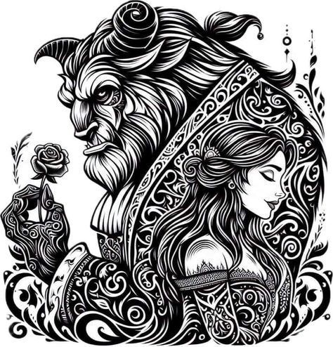 Dark Disney Art Twisted Princesses, Pyrography Patterns, Disney Silhouettes, Belle And Beast, Free Svg Files For Cricut, Budget Crafts, Lion Painting, Laser Ideas, Image Svg