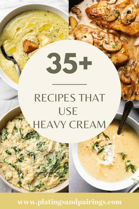 Recipes Using Whipping Cream, Heavy Cream Recipes, Whipped Cream Desserts, Cream Pasta, Recipes With Whipping Cream, Cooking Cream, Cream Sauce Recipes, Whipping Cream, Heavy Whipping Cream