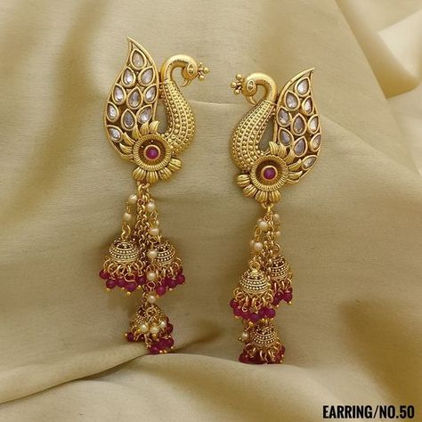 Kids Jewelry Box, Gold Earrings Indian, Gold Jhumka Earrings, Indian Jewelry Earrings, Gold Earrings Models, Polki Earrings, Antique Jewellery Designs, Gold Necklace Indian Bridal Jewelry, Gold Pendant Jewelry