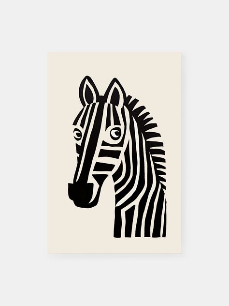 Folk Art Zebra Poster Wood Block Prints, Wood Placemats, Zebra Head, Modern Folk Art, Zebra Art, Modern Folk, Kids Print, Wood Block Printing, Print Ideas