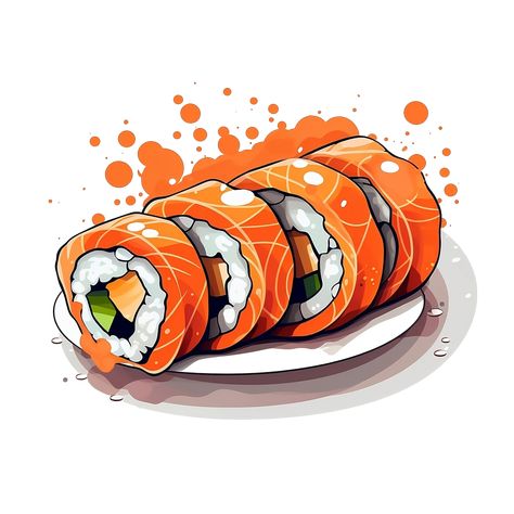 Sushi Wallpaper, Cartoon Sushi, Sushi Illustration, Sushi Drawing, Sushi Cartoon, Drawing Japanese, Food Art Painting, Sushi Art, Ui Design Website