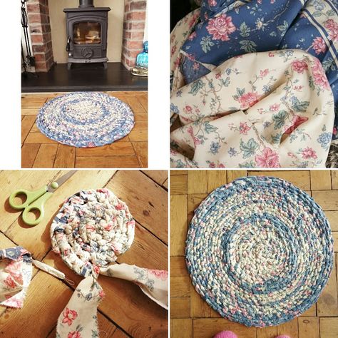 Handmade Amish knot rag rug - Tutorial | Barri-Jayne Makes Amish Rag Rug, Amish Knot Rag Rug, Rag Crafts, Braided Rag Rug Diy, Toothbrush Rug, Round Braided Rug, Rag Rug Diy, Homemade Rugs, Handmade Rag Rug