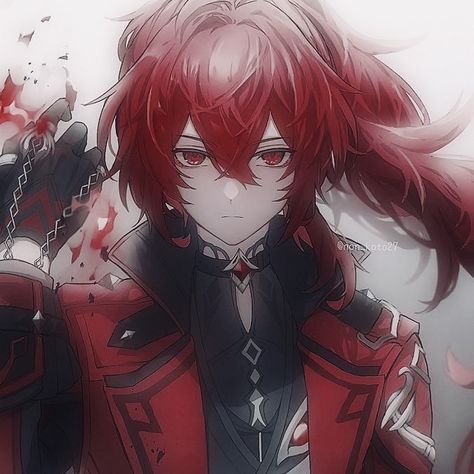 Diluc Royale High, Dulic Genshin, Diluc Aesthetic, Diluc Pfp, Diluc Icon, Angry Face, Red Icons:), Elsword, Man Character