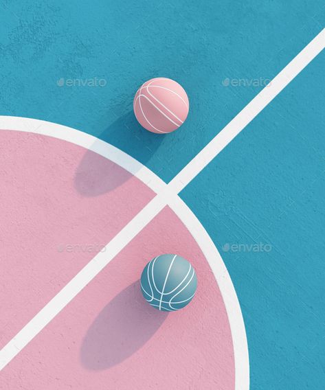 abstract pastel pink blue color basketball court with ball minimalistic composition. Balance concept by vladimirzotov. abstract pastel pink blue color basketball court with ball minimalistic composition. Balance concept. 3d render. #Sponsored #color, #basketball, #court, #blue Sport Posters, Basketball Background, Pink Basketball, Affiches D'art Déco, Bola Basket, Blue Basketball, Bedroom Wall Collage, Basketball Posters, Basketball Photography