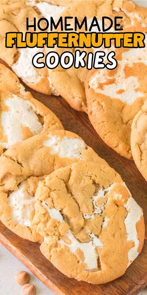 Peanut Butter Fluff Sandwich, Peanut Butter Fluffernutter Cookies, Peanut Butter Cookies With Marshmallows, Gluten Free Fluffernutter Cookies, Marshmallow Fluff Cookie Recipes, Peanut Butter And Fluff Cookies, Pumpkin Marshmallow Cookies, Peanut Butter Fluff Cookies, Recipes Using Marshmallow Fluff