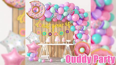 Donut Balloons, Sweet One Birthday Party, Donut Birthday Party Decorations, Big Donut, Donut Party Supplies, Rose Gold Letter Balloons, Donut Themed Birthday Party, Donut Ice Cream, Candy Balloons