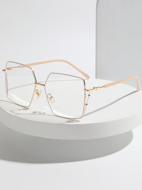 Geometric Frame Eyeglasses Clear Glasses Frames Women, Aesthetic Glasses, Glasses Aesthetic, Geometric Glasses, Glasses Frames Trendy, Classy Glasses, Fancy Glasses, Glasses Inspiration, Clear Glasses Frames