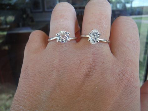 Square off: OVAL vs ROUND *pics, please help* | PriceScope Forum Oval Vs Round Engagement Ring, Round Vs Oval Engagement Ring, Oval Wedding Set, Round Engagement Rings, Oval Rings, Engagement Rings Oval, I Choose, 2 Carat, Micro Pave