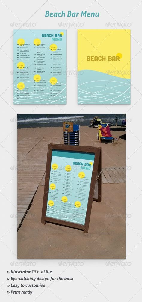 Beach Bar Menu Design, Beach Branding, Outdoor Restaurant Design, Menu Printing, Restaurant Names, Beach Festival, Beach Cafe, Menu Food, Catering Menu