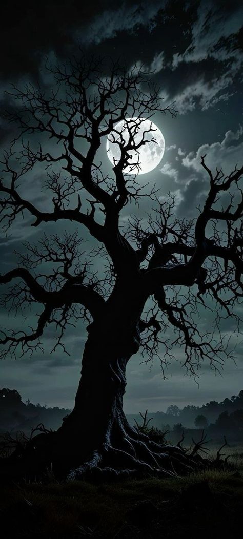 Nature Dark Photography, Winter Moon Aesthetic, Moody Trees, Ancient Spells, Full Moon Images, Full Moon Photography, Beautiful Moon Pictures, Beginner Sketches, Moonlight Painting