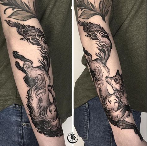 Lower Leg Tattoos, Red Ink Tattoos, Fox Tattoo, 3d Tattoos, Tattoo Project, Wolf Tattoos, Baby Tattoos, Black Ink Tattoos, Hip Tattoo