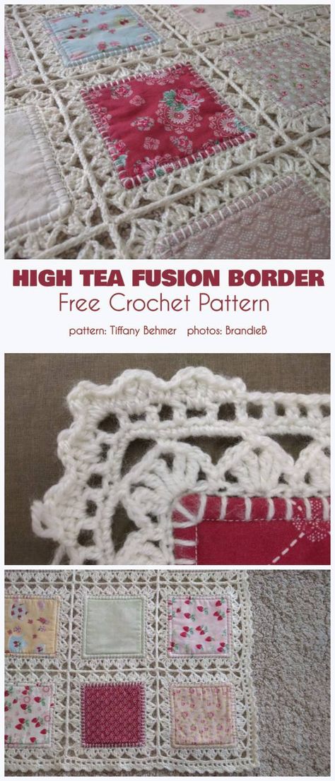 High Tea Fusion Crochet Quilt and Border Free Pattern Crochet Quilt Tutorial, Fusion Crochet, Crochet Quilt Pattern, Crochet Blanket Edging, Granny Square Haken, Blankets Crochet, Crochet Border Patterns, Blankets Baby, Crochet Edging Patterns