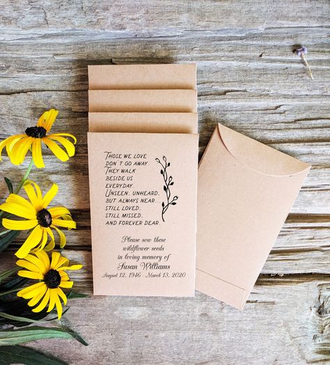 Seed Envelopes, Country Wedding Favors, Custom Seed Packets, Memorial Favors, Seed Packets Favors, In Loving Memory Quotes, Rustic Wedding Favors, Unique Wedding Favors, Party Favor Tags