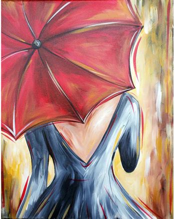 Canvas Kits – Sips n Strokes Wine And Paint Night, Sunset Canvas Painting, Umbrella Painting, Interesting Drawings, Metallic Gold Paint, Wine Painting, Brush Paint, Red Umbrella, Canvas Paint