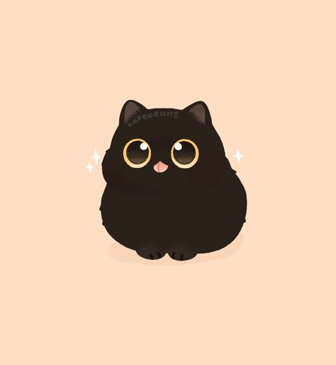 Cute Black Cat Cartoon, Cat Widget, Chibi Cats, Sticker Reference, Cartoon Kittens, Tiny Drawings, Kawaii Black Cat, Cute Kitten Pics, Chibi Animals