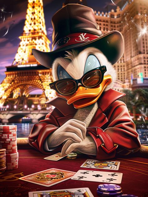 Scrooge McDuck Playing Poker in Las Vegas Scrooge Mcduck Wallpaper, Poker Illustration, Eiffel Tower Las Vegas, Poker How To Play, Luxury Illustration, Poker Art, Las Vegas Pictures, Dogs Playing Poker, Poker Run