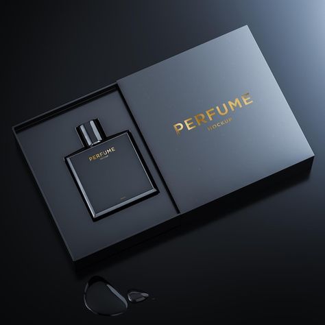 Black Premium Packaging, Luxury Perfume Logo Design Ideas, Best Perfume Bottle Design, Perfum Logo Idea, Luxury Perfume Packaging Design Boxes, Premium Perfume Packaging, Luxury Perfume Bottle, Perfume Bottle Mockup, Parfume Bottle Design