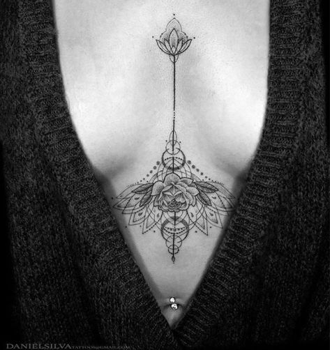 Tattoo Lotus, Tato Dada, Lotus Tattoo Design, Cool Chest Tattoos, Pieces Tattoo, Inspiration Tattoos, Chest Tattoos For Women, Wolf Tattoo Design, Chest Piece Tattoos