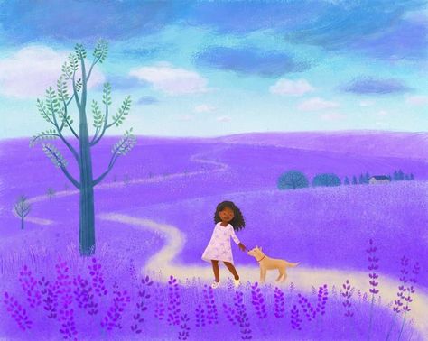 Paran Kim on Instagram: “In the Lavender Field #picturebook #picturebookillustration #childrenbook #childrensbook #childrenillustration #children_illustration…” Lavender Field Illustration, Field Illustration, Sweet Illustration, Picture Books Illustration, Lavender Field, Animated Love Images, Lavender Fields, Kids' Book, Love Images