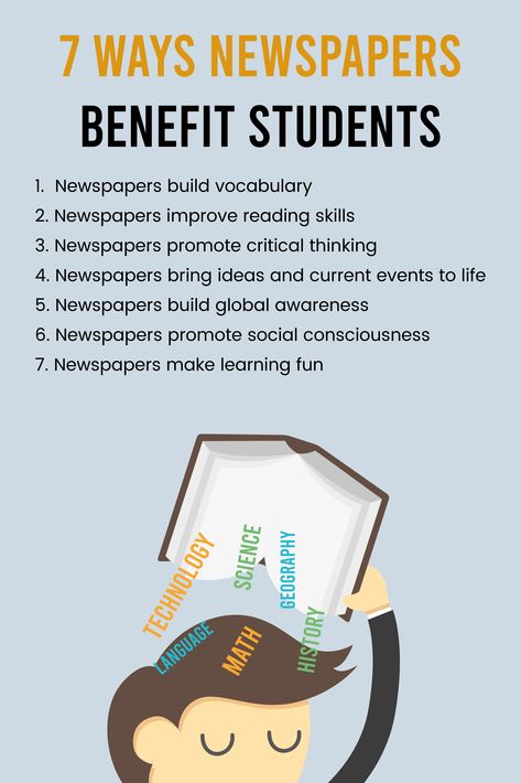 7 ways newspapers benefit students Newspapers build vocabulary Newspapers improve reading skills Newspapers promote critical thinking Newspapers bring ideas and current events to life Newspapers build global awareness Newspapers promote social consciousness Newspapers make learning fun Newspaper Collage, Improve Reading Skills, Student Newspaper, Global Awareness, Make Learning Fun, Reading Response, Vocabulary Building, Fun Science, Reading Skills