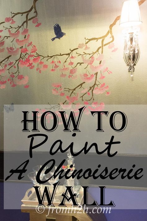 How to recreate the look of expensive Chinoiserie wallpaper on a budget...with paint and a stencil. Diy Chinoiserie, Expensive Wallpaper, Diy Wall Painting, Wall Decorating, Chinoiserie Wall, Chinoiserie Wallpaper, Wall Paintings, Trendy Bathroom, Diy Home Decor On A Budget