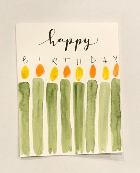 Birthday Cards | Etsy Thinking Of You Homemade Card Ideas, Watercolour Birthday Cards, Beginner Watercolor, Birthday Candle Card, Happy Birthday Cards Handmade, Christmas Bazaar, Candle Birthday, Watercolor Birthday Cards, Painting Birthday