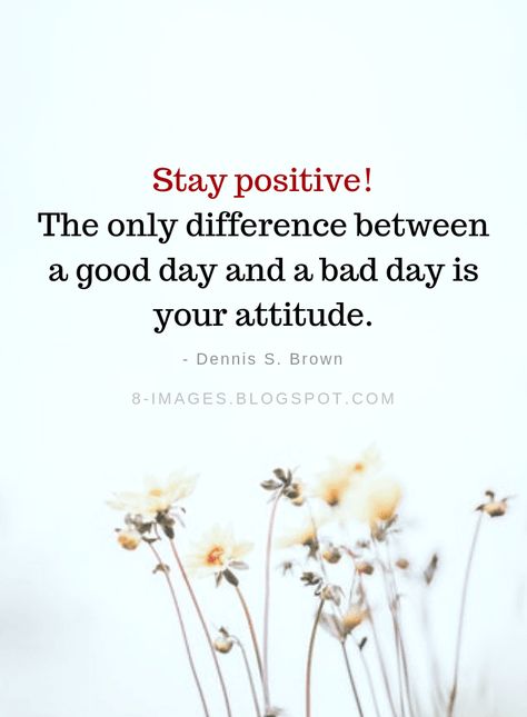 Stay positive Quotes The only difference between a good day and a bad day is your attitude. -Dennis S. Brown Command Your Day Quotes, Curves Quotes, Stay Positive Quotes, Inspirtional Quotes, Weekday Quotes, Happy Good Morning Quotes, Four Letter Words, Good Day Quotes, Daily Affirmation