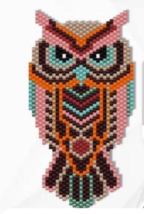 Owl Brick Stitch Pattern, Beaded Owl, Diy Necklace Patterns, Pony Bead Projects, Bead Woven Bracelet, Diy Seed Bead Earrings, Seed Bead Jewelry Patterns, Beaded Earrings Native, Cat Bead