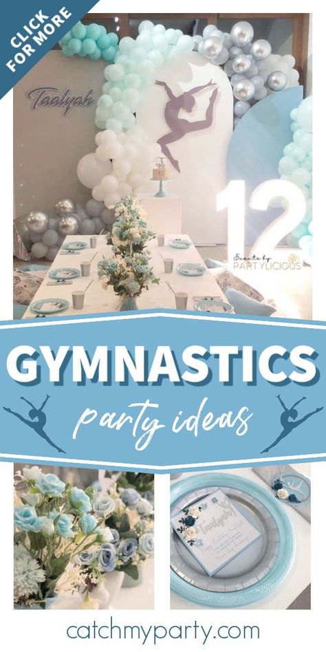 Take a look at this wonderful gymnastics-themed birthday party! The dessert table is fab!See more party ideas and share yours at CatchMyParty.com Gymnastic Party Decorations, Gymnastic Themed Birthday Party, Gymnastic Birthday Party Ideas, Gymnastics Party Ideas, Gymnastics Birthday Party Ideas, Gymnastics Theme Birthday, Gymnastic Birthday Party, Gymnastics Birthday Party Decorations, Gymnastics Party Decorations