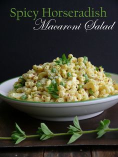 Spicy Horseradish Macaroni Salad. I would make some changes, but i loove horseradish. Genius! Salad With Cheddar Cheese, Chopped Ham, Hot Peppers, Grilling Season, Macaroni Salad, Weeknight Dinners, Bell Pepper, Healthy Salads, Delicious Salads