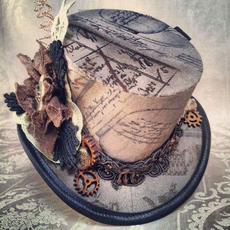 Diy Duct Tape Steampunk Top Hat. I would actually just do the top hat and not worry about the rest. Steam Punk Diy, Steampunk Outfits, Moda Steampunk, Steampunk Top, Mode Steampunk, Lace Hat, Steampunk Top Hat, Iphone Sleeve, Steampunk Hat