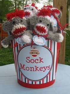 Monkey Party Favors, Sock Monkey Birthday Party, Monkey Invitations, Sock Monkey Party, Sock Monkey Birthday, Sock Monkey Baby, Monkey Party, Monkey Baby Shower, Monkey Love