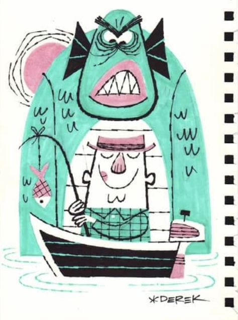 Mid Century Food Illustration, Mid Century Illustration People, 50s Cartoon Style Vintage Illustrations, Midcentury Modern Illustrations, Mid Century Modern Cartoon, Cryptid Character Design, Upa Art Style, Mid Century Cartoon, 1920 Portrait