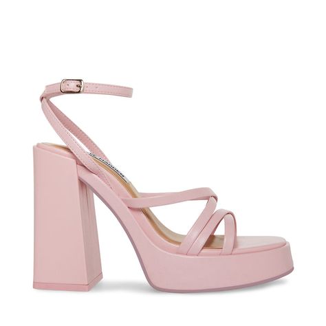 Pastel Pink Heels, Platformed Heels, Light Pink Heels, Pink Platform Heels, Heels Steve Madden, Pink Platform, Pink Platforms, Strappy Block Heels, Steve Madden Store