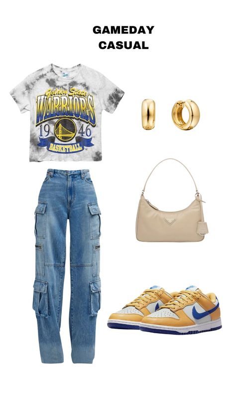 Warriors Basketball Game Outfit Women, Golden State Warriors Outfit Woman, Warriors Game Outfit Women, Outfit For Basketball Game Women, Wnba Game Outfit, Nba Outfit For Women, Nba Game Outfit Woman, Golden State Warriors Outfit, Sitting Courtside